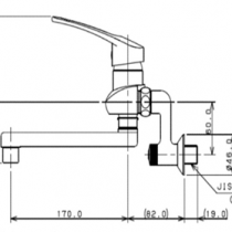 混合栓：シングルレバー混合栓（キッチン2穴台付）192-332